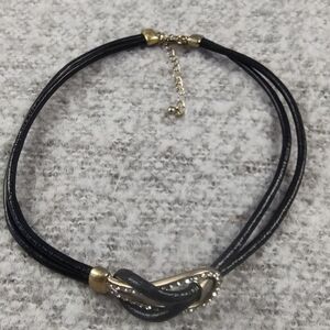 Gold-Accent Black Multi-Strand Knot Necklace Choker
